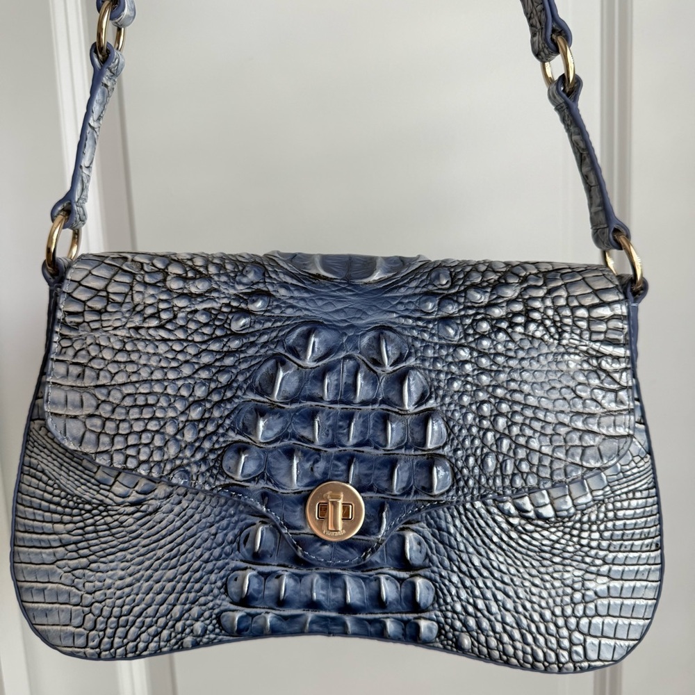 Brahmin Nerida Shoulder Bag Bellbottom Blue Melbourne Leather